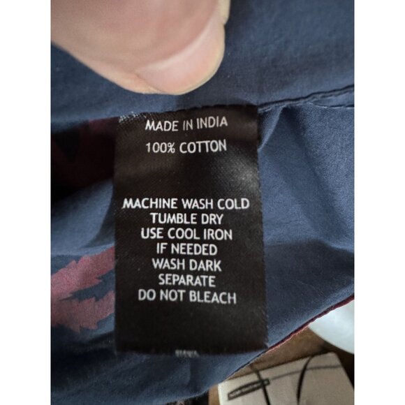 Paradise City Mens Large Hawaiian Shirt Blue & Red Palm Tree Print Short Sleeve - Picture 9 of 16